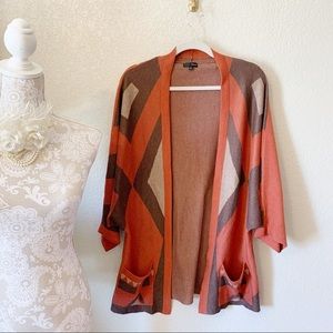 Oversized Rust Geometric Printed Cardigan